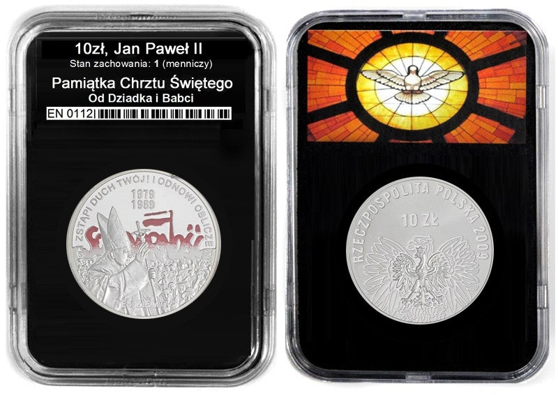 10 zł, Wybory 1989 Jan Paweł II, Pamiątka Chrztu Św. dedykacja
